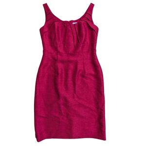 Antonio Melani Fuchsia Pink Sheath Dress Pleated Neckline Office Cocktail Size 4